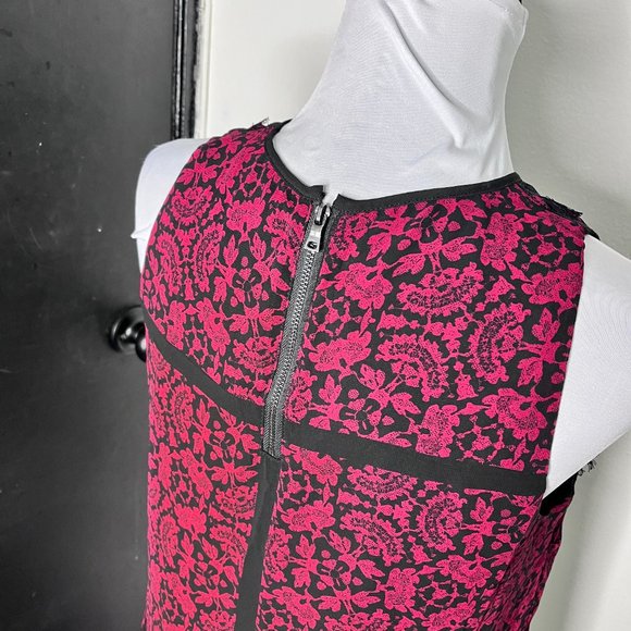 Adrianna Papell Red Black Patternpap Sleeveless Blouse S/M - Picture 6 of 9